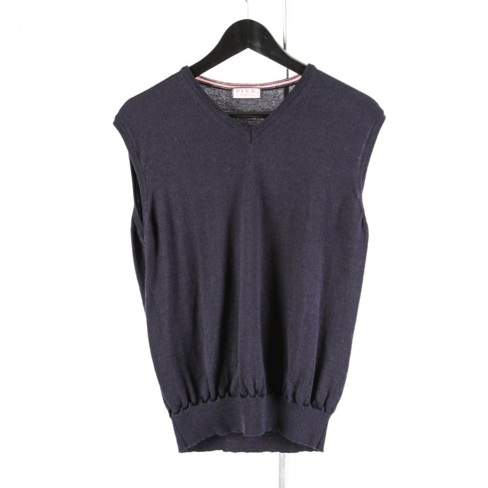 THOMAS PINK – Navy Blue Knit Sweater Vest  – M